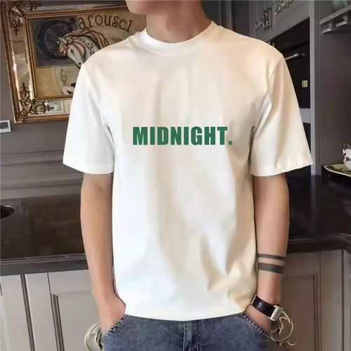 American retro letter printed short-sleeved men's summer heavy T-shirt men's half-sleeve loose trendy T-shirt