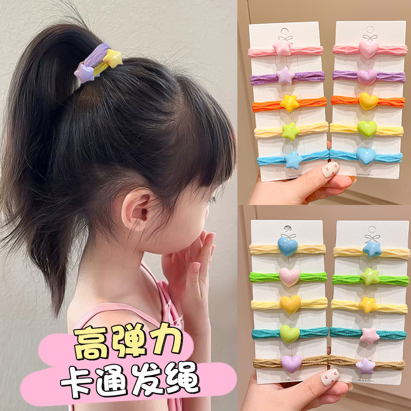 Niños de color caramelo de cola de cabello de alta elasticidad correa estrella de color anillo de cabello bola cabeza de cabello adornos