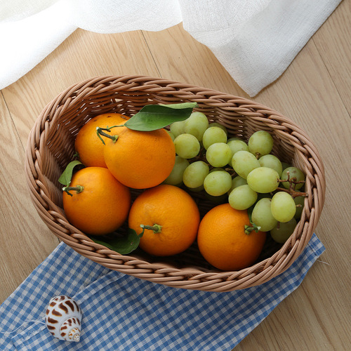 Imitation rattan ingot-shaped fruit plate creative household storage basket picnic fruit snack sundries basket dry fruit plate