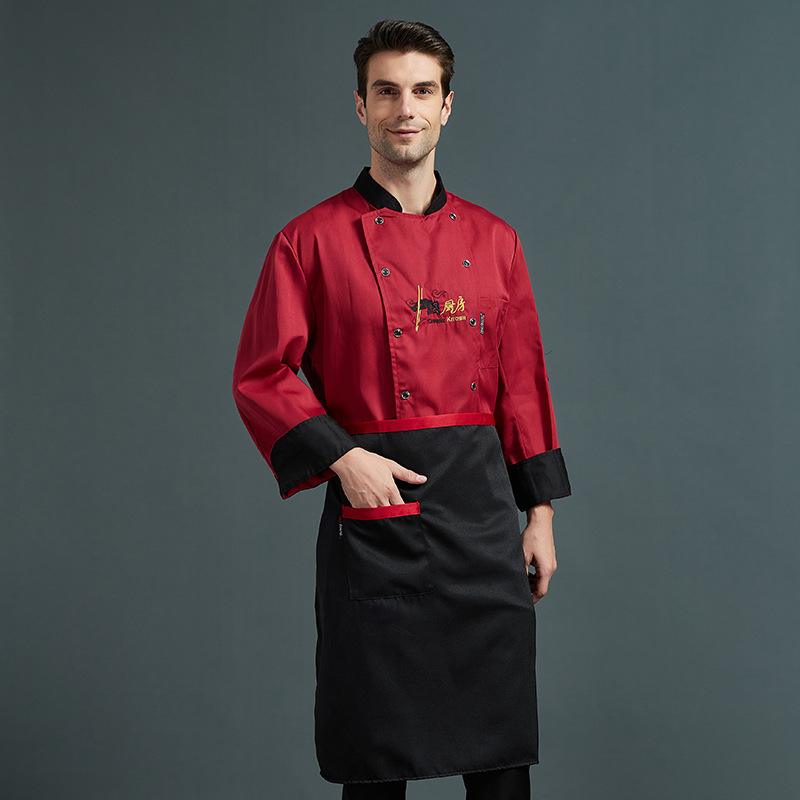 Chef ropa de trabajo manga larga Otoño e Invierno traje de los hombres restaurante trasero ropa de cocina más tamaño comedor cantina chef ropa manga corta