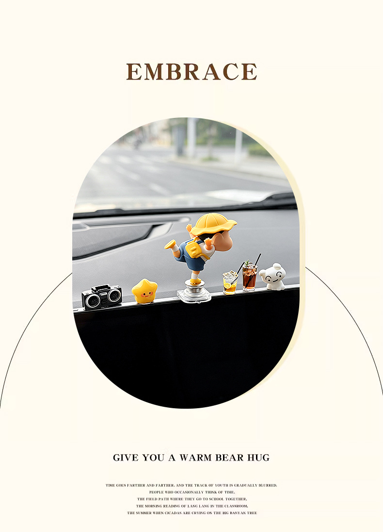 Rotatable Crayon Shin-chan car dashboard ornament, 2026 new model, high-end car screen decoration