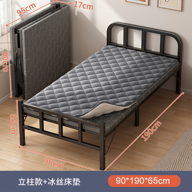 Cama plegable Hogar individual Multifuncional Cama de almuerzo de 1,2 m Casa de alquiler para adultos Oficina Placa dura Cama de hierro Acompañado