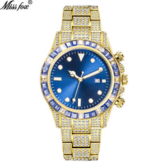 MISSFOX watch European and American high-end diamond Daytona full diamond green plate sun pattern luminous quartz watch
