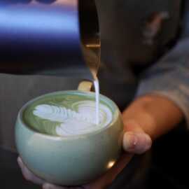 跨境日式粗陶咖啡杯商用手冲冰咖杯碟欧式拉花陶瓷纯色蛋形杯外贸