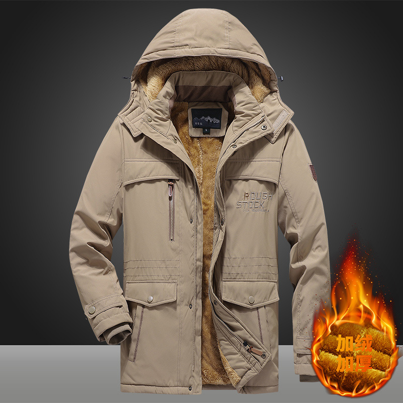 Chaqueta de algodón gruesa de hombre, chaqueta de algodón gruesa de invierno, chaqueta de algodón larga media