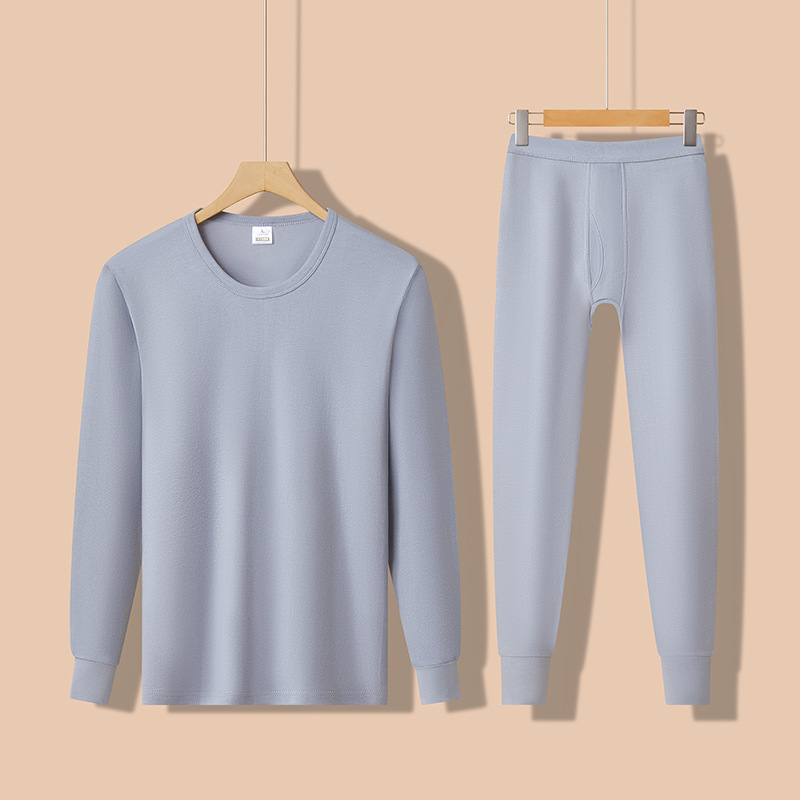 남성용 실버 그레이 라운드 넥 슈트