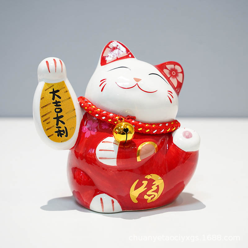 Fortuna gato miles de dos adornos pequeño tamaño lindo cerámica decoración del hogar creativo empresa actividad pequeño regalo logo