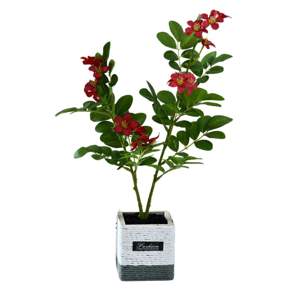 Dos flores de té de árboles de arroz bonsai de moda creativa imitación de flores falsas en maceta decoración del hogar fotografía ornamentos de flores artificiales de boda image 6