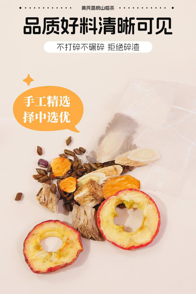 Huang Qi Ge Gen Shan Zha Herbal Tea 8g x 12 Tea Bags Astragalus Kudzu Hawthorn Blend Sugar Free Hot Brew quality and texture