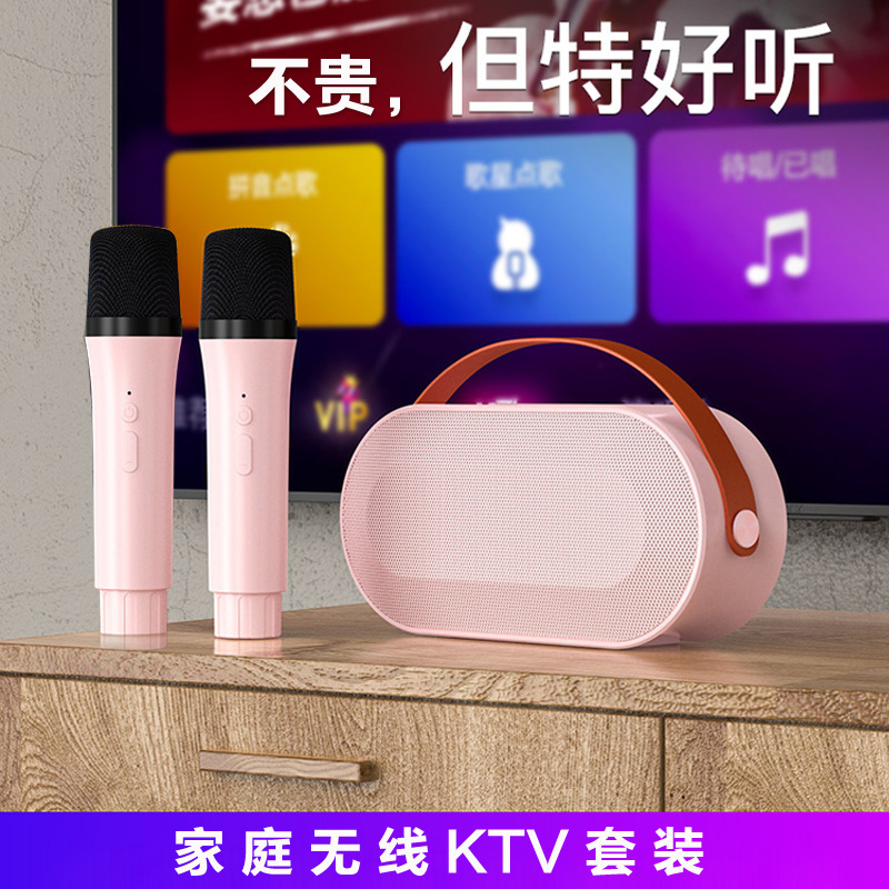 国境を越えた人気商品、カラオケBluetoothスピーカー、マイク付きワイヤレス一体型マイク、カラフルなライト付き、家庭用ポータブルKTVスピーカー|undefined