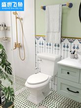 摩洛哥衛生間瓷磚綠色復古陽台廁所防滑地磚法式廚房牆磚浴室花磚