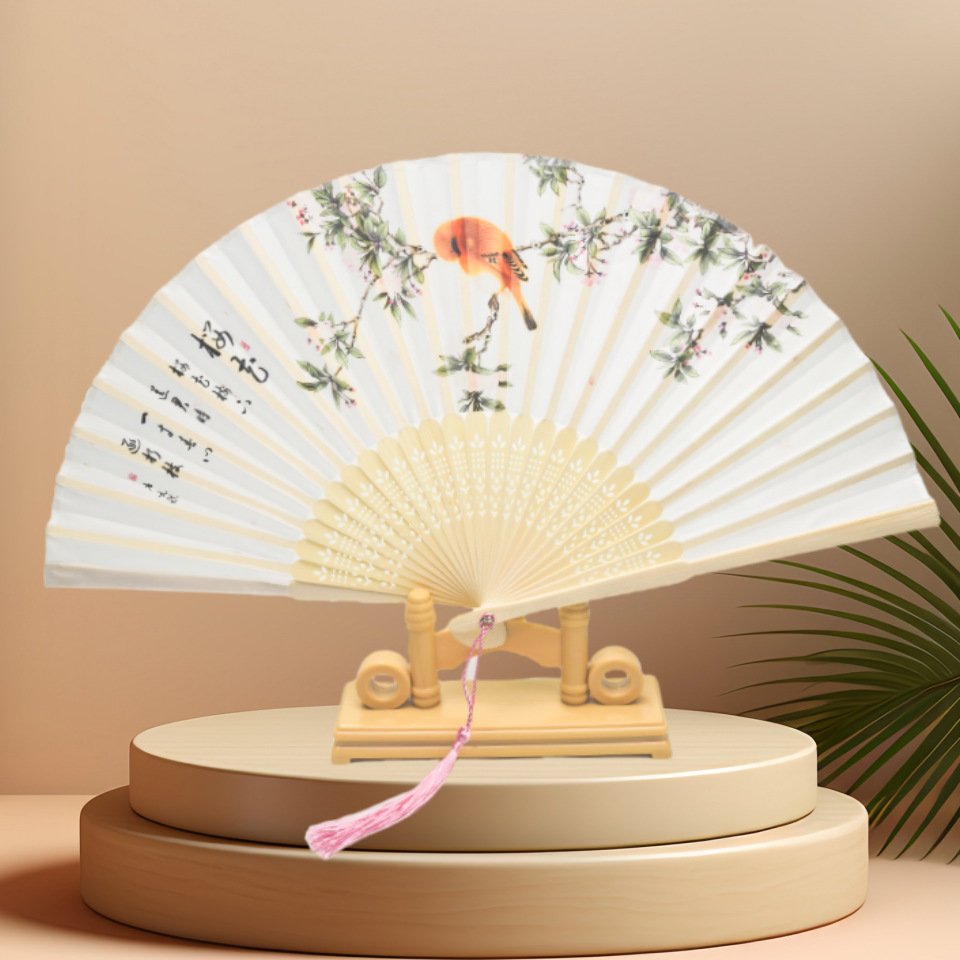 Ventilador plegable chino antiguo ventilador de seda de mujer ventilador plegable de estilo chino ventilador de mujer Hanbok bambú clásico pequeño ventilador danza