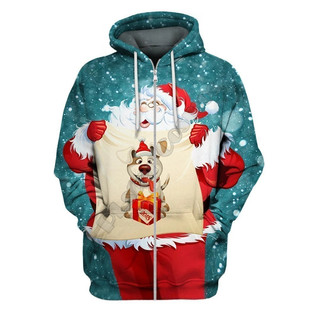 Christmas series 3D digital printing men's casual zipper cardigan hooded vests factory direct foreign trade supply