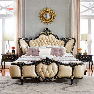 �Wʽ��̴ɫ��ľ����Ƥ�鴲�^��ţƤ̫�Ӵ�1.8m����������׷��Ҿ�
