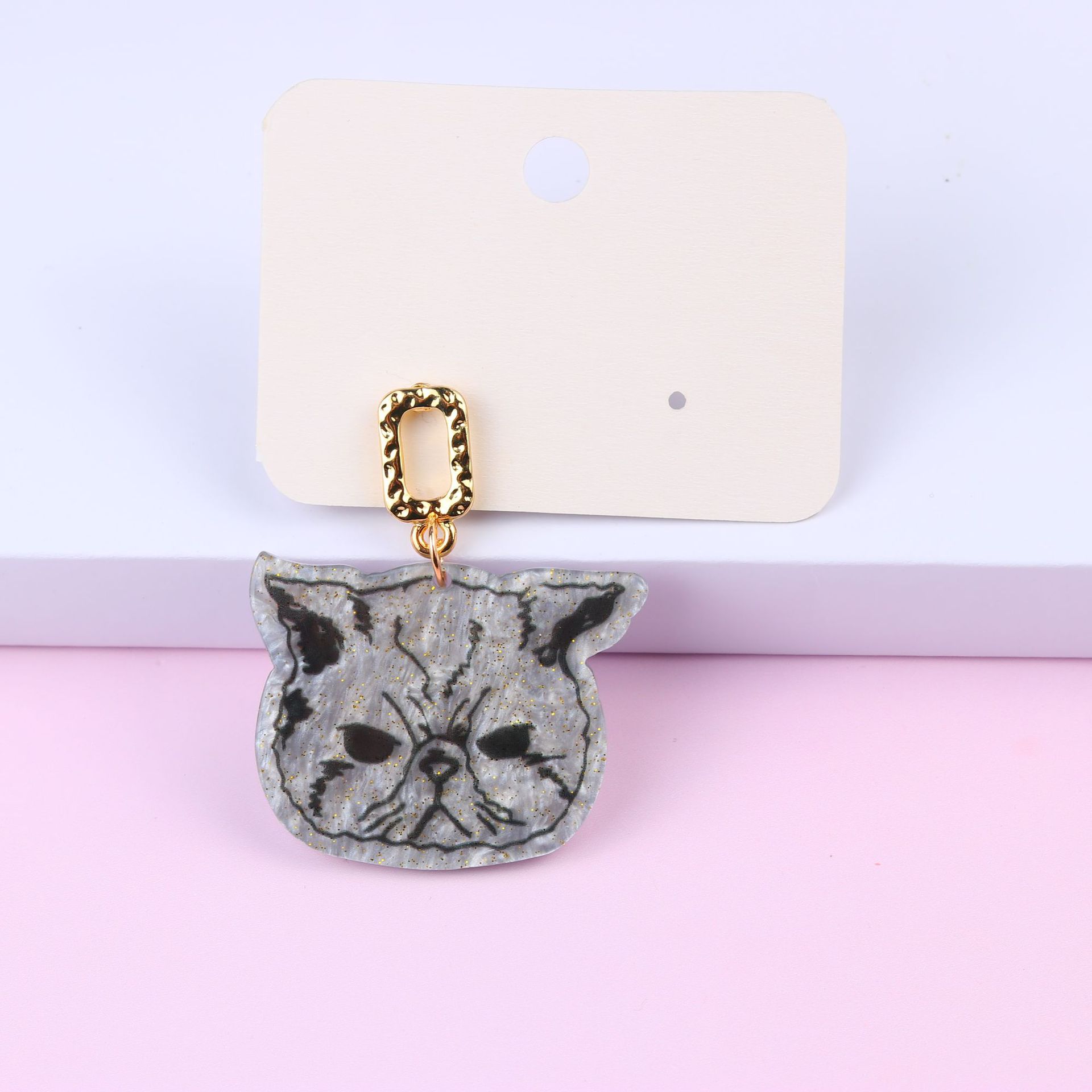 Cute Cat Arylic Drop Earrings display picture 3