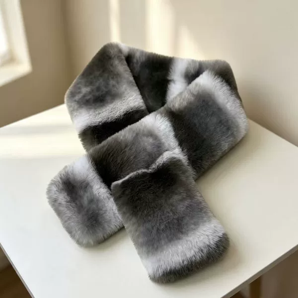 Cross-border in-stock faux rex rabbit fur scarf, warm and plush for winter, medium-length, versatile, stylish, and high-end plush neck warmer