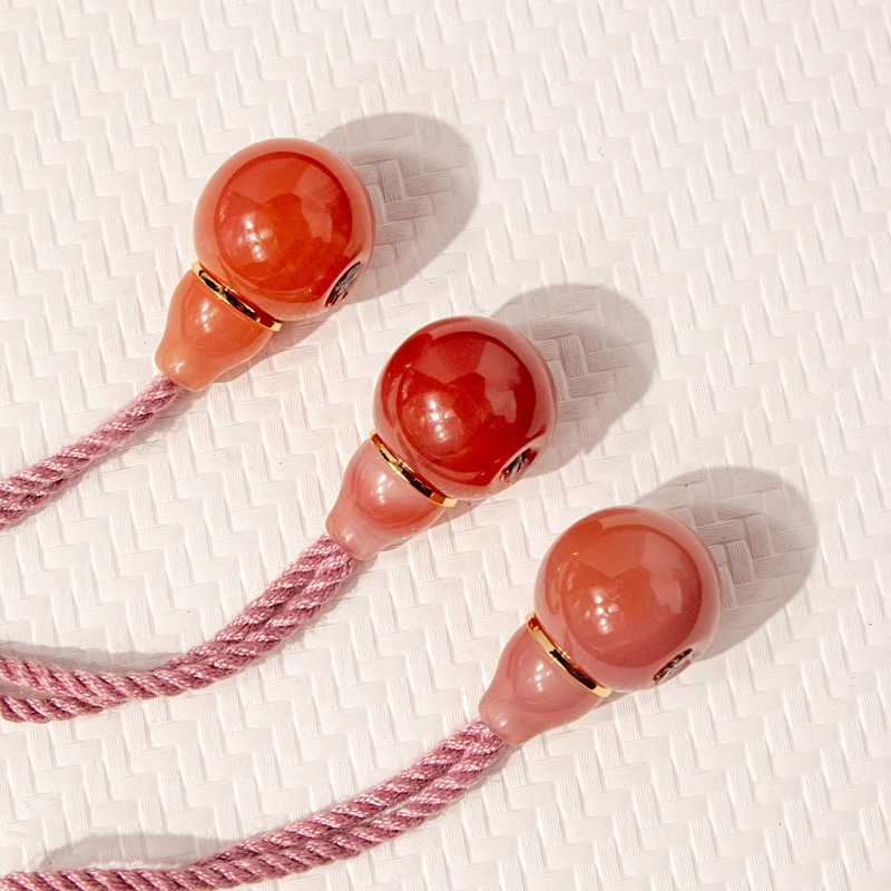 Pink and white split gourd three-way DIY accessory for handmade braided bracelets, necklaces, Buddhist beads, and fashion accessories