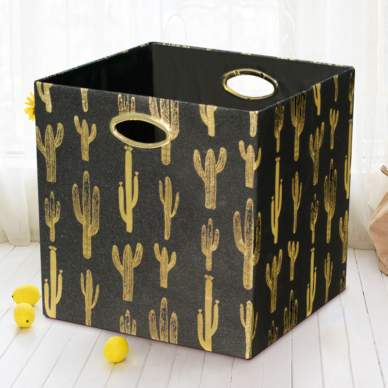 厂家直销简约大容量素色棉麻箱折叠收纳储物箱子有盖家居日用批发