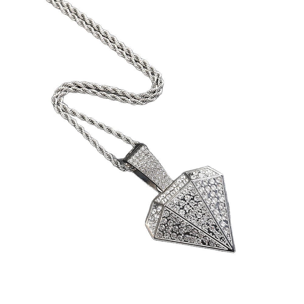 Collar de cadena cubana con colgante de aleación en forma de diamante, estilo hip-hop, moderno y creativo para hombre