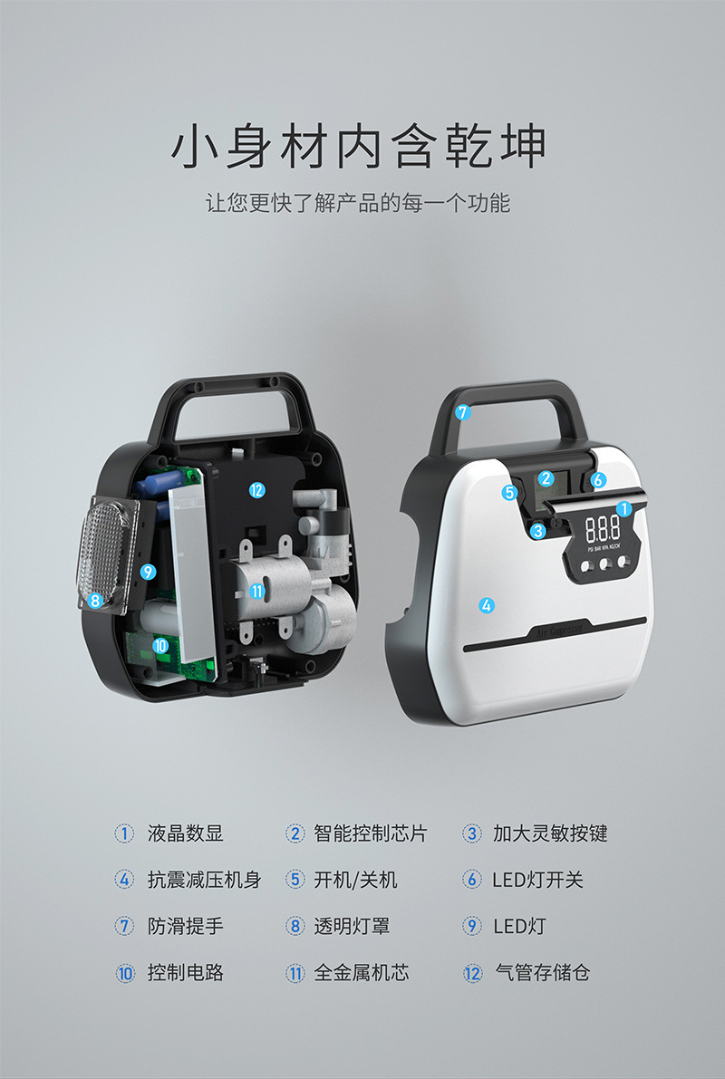 Vehicle-Mounted Air Pump Digital Display Automatic Charging Parking Home Dual-Use Portable Tire Inflator Outdoor Air Pump Cross-Border British