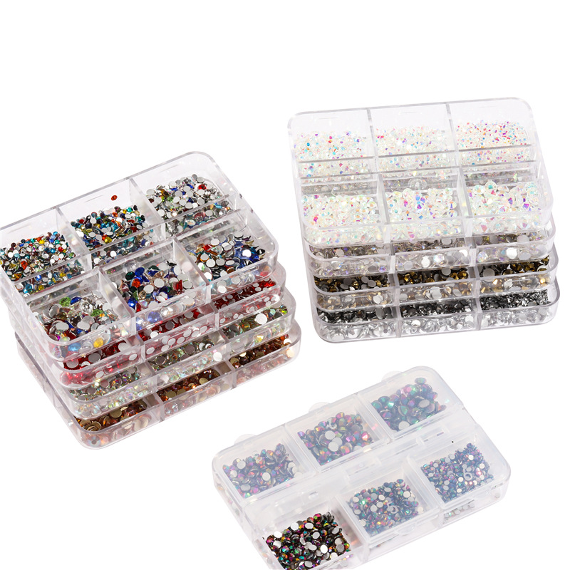 Transfronterizo nuevo 6-rejilla de uñas rhinestone de la joyería plana de diamante transparente AB color mágico paraíso luz de la joyería de uñas