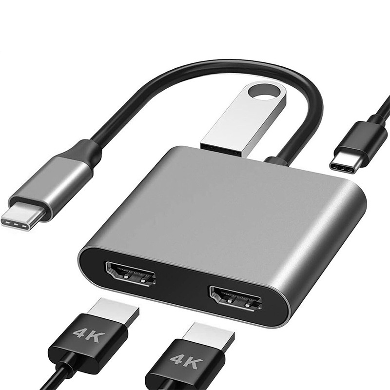 Four-In-One Docking Station Type-C to Dual HDMI Docking Station Usb-C Laptop Connected to Monitor Hub
