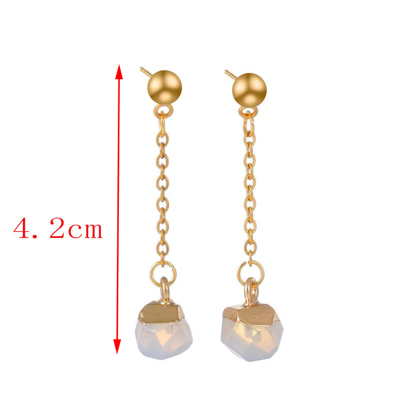 1 Pair Simple Style Geometric Plating Inlay Stainless Steel Natural Stone Drop Earrings display picture 1