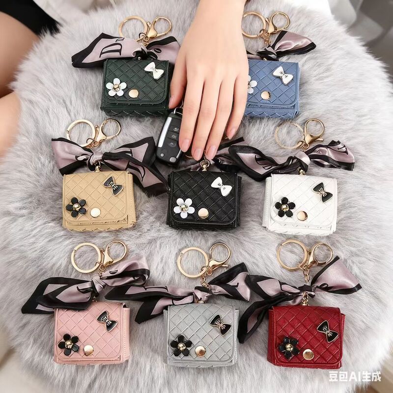 Time Flies Like a Song, Silk Scarf Keychain Pendant, Quilted Coin Purse, Bluetooth Earphone Bag, Portable Trendy Mini Bag Pendant