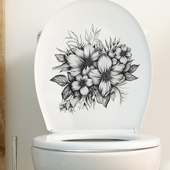 Artistic black and white green plants flowers leaves children's bedroom toilet home decoration wall sticker sticker self-adhesive wholesale cross-border