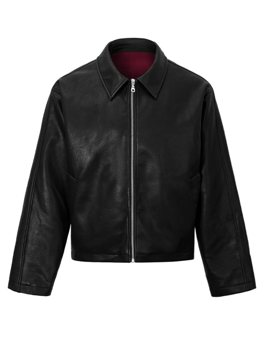 American Cleanfit Short Leather Jacket Men's 2025 Autumn and Winter New High-End Handsome Loose Pu Leather Jacket