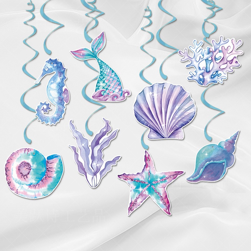 Nueva decoración de fiesta submarina espiral sirena fiesta de cumpleaños atmósfera decoración de colgante espiral