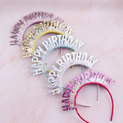 誕生日スパンコールヘッドバンドハッピーバースデーフェルト布ヘッドバンドベーキングデコレーション