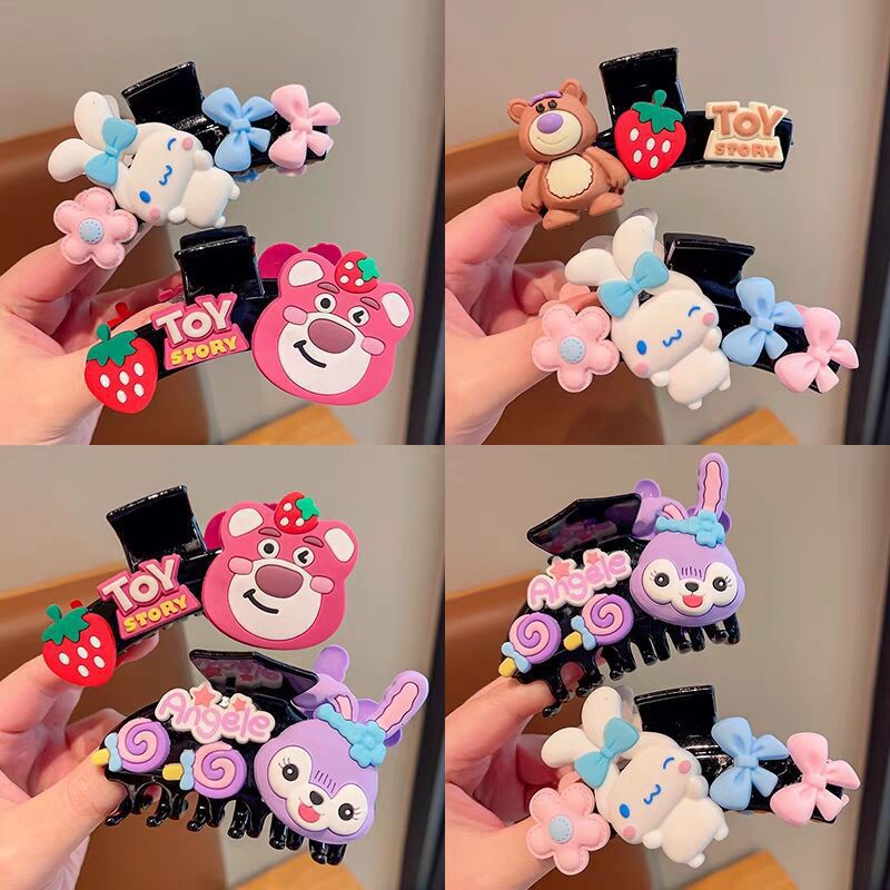 Temporada de dibujos animados de verano de niña updo horquilla lindo Oso de fresa clip para niños bebé hembra horquilla trasera cabeza clip de tiburón