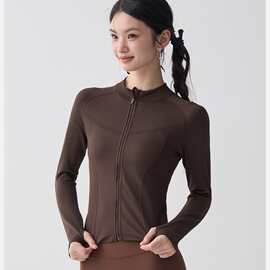 瑜伽服外套女秋冬立领修身运动上衣骑行服拉链长袖跑步训练健身服