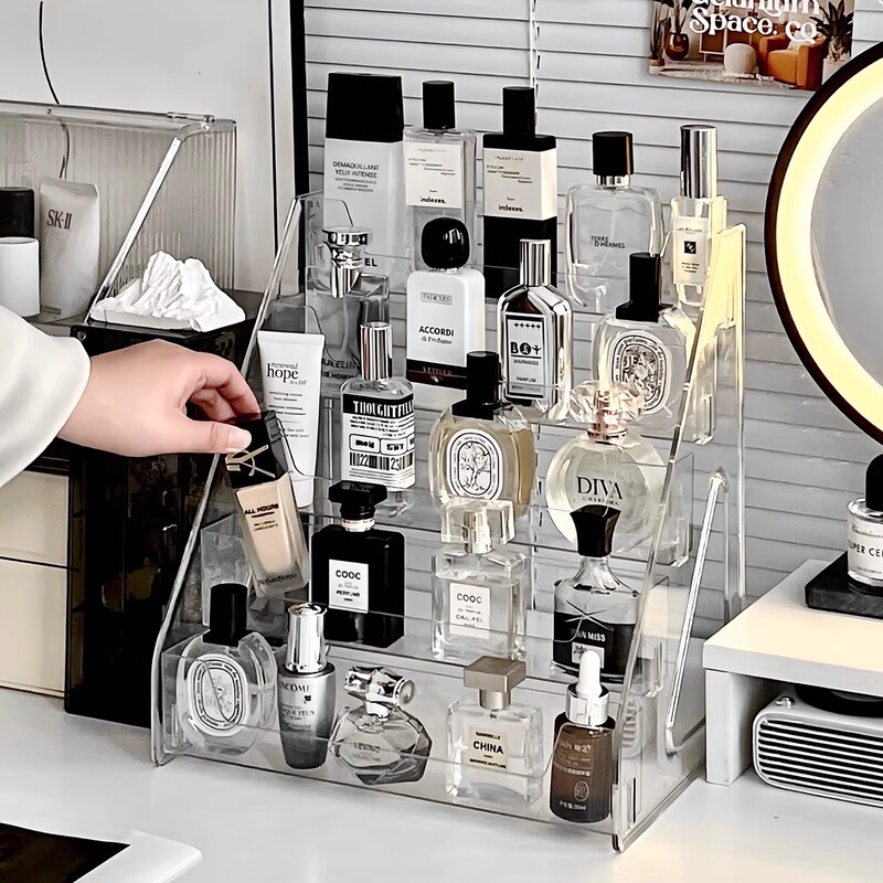 Cosmetics Storage Rack Stepped Air Cushion Eye Shadow Palette Storage Box Dressing Table Desktop Multi-Layer Perfume Display Shelf