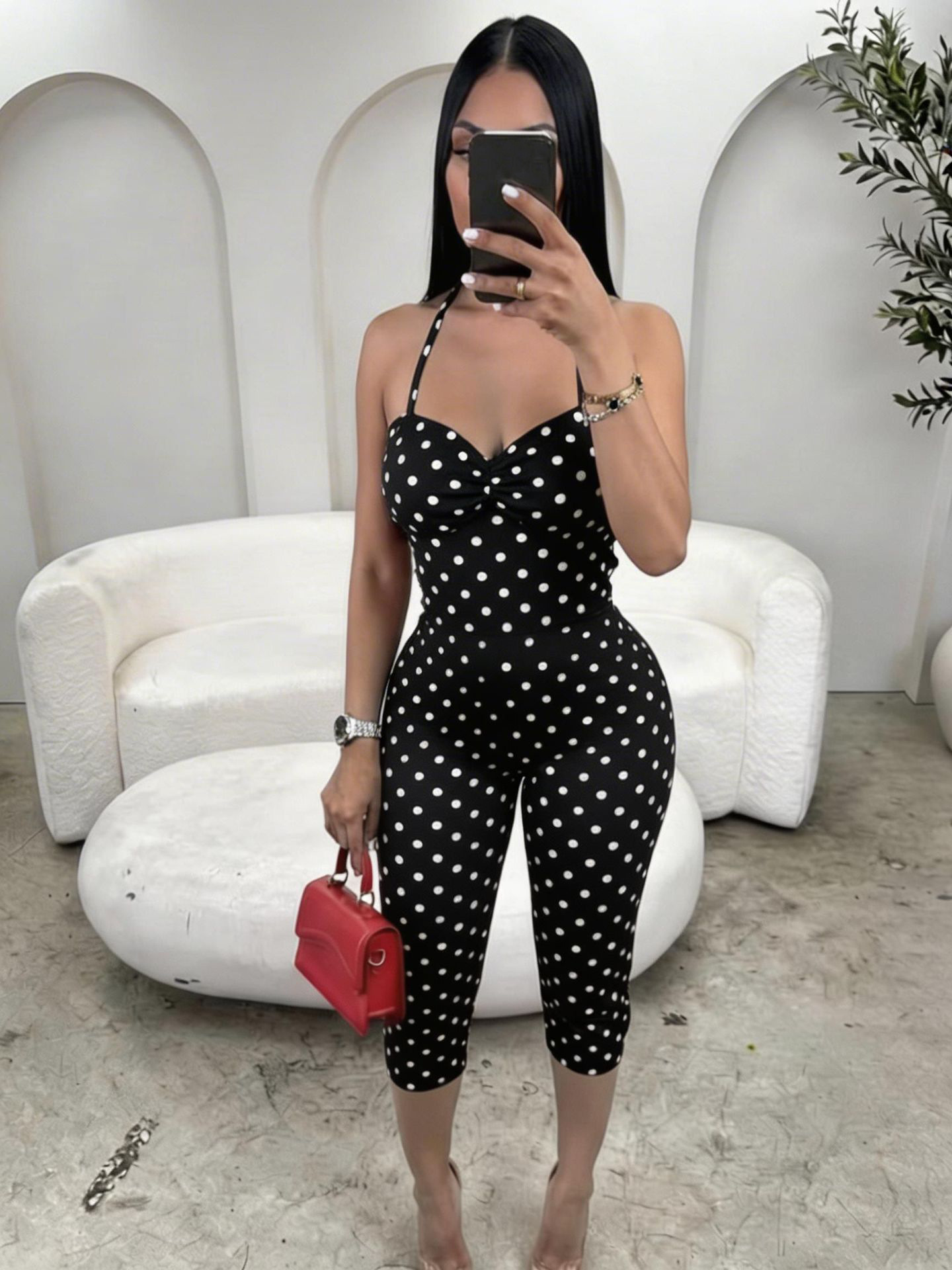 D8106 Amazon Europa y los Estados Unidos venta caliente ropa de mujer de moda sexy punto de onda impresión cuello colgante de cuello bajo elástico camiseta