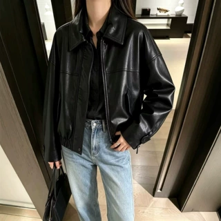 真皮绵羊皮衣女短款真皮宽松显瘦夹克 明星同款新款高级感外套