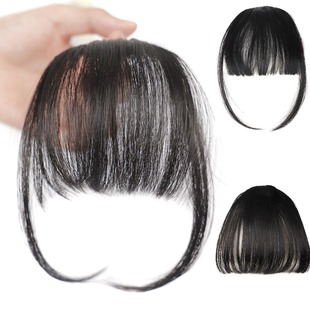 Natural forehead without trace real hair piece fake bangs fluffy light air neat bangs full real hair-full hand woven
