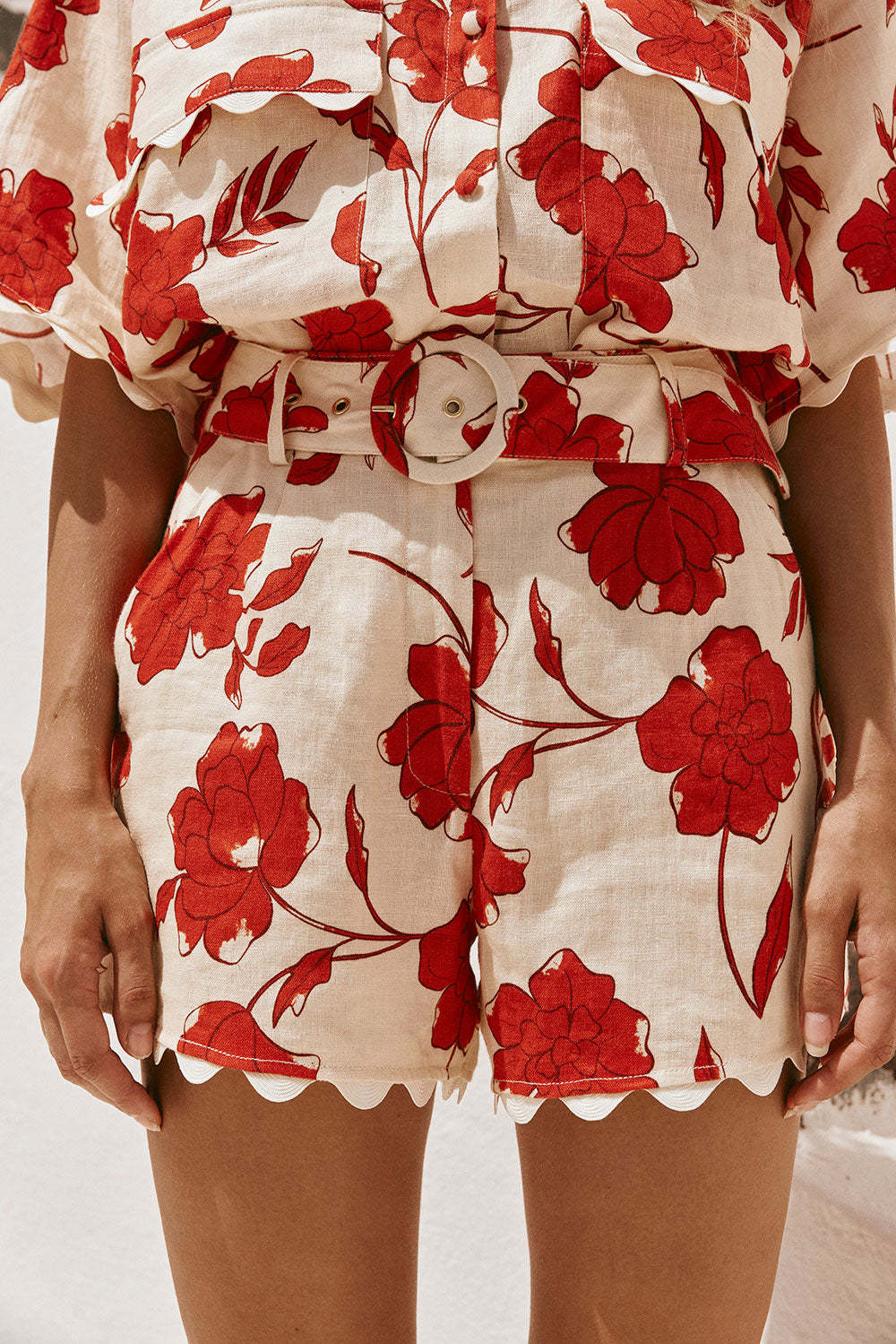 Women's Gender Vacation, Simple Style Style Holiday Women's Vacation Simple Style Flower Linen Polyester Hemp Shorts Co-ord Set Shorts Sets