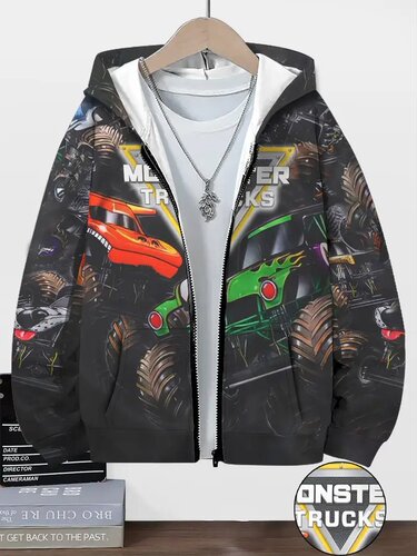 Mesh Fabric European and American Style New Cardigan Children's Hoodie 3D Fashionable Printed Casual Zip-Up Hoodie