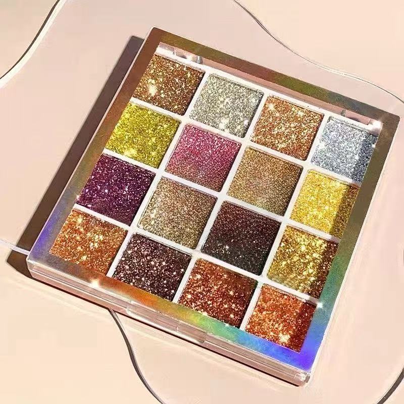 Capel-paleta de sombras de ojos con lentejuelas y purpurina de 16 colores, maquillaje brillante para actuación de estudiantes, maquillaje de ojos