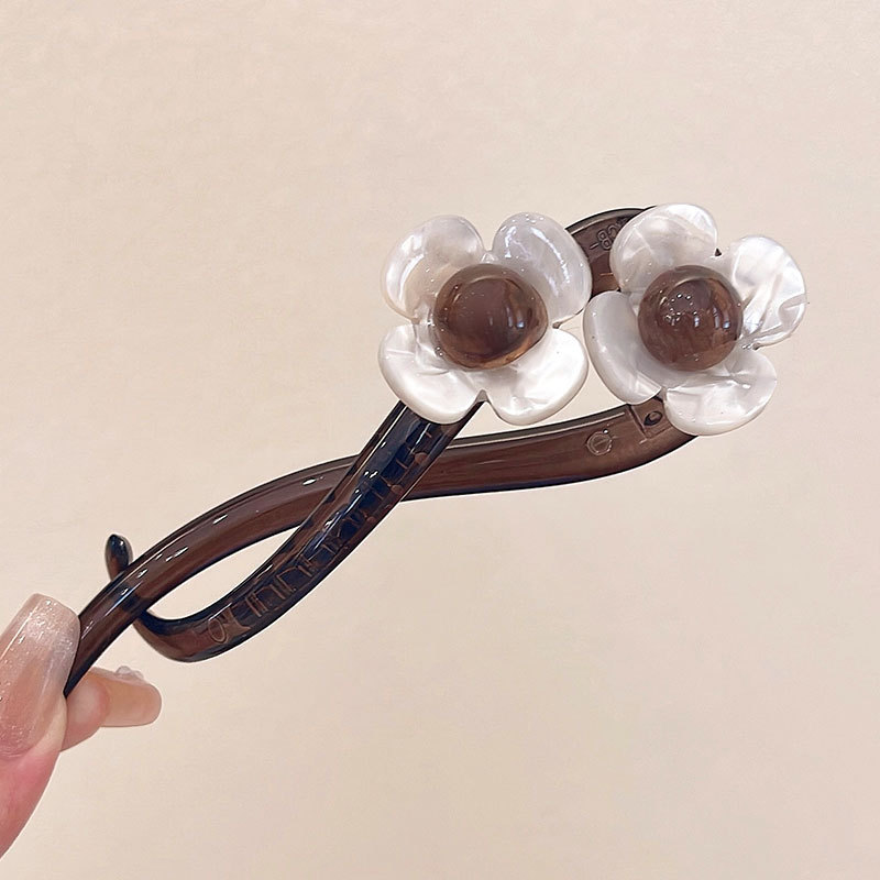 Retro temperamento flor una palabra clip de cabello para mujeres 2024 nuevo disco de cabeza atrás clip de agarre clip de torsión clip de cabello tocado clip de cabello