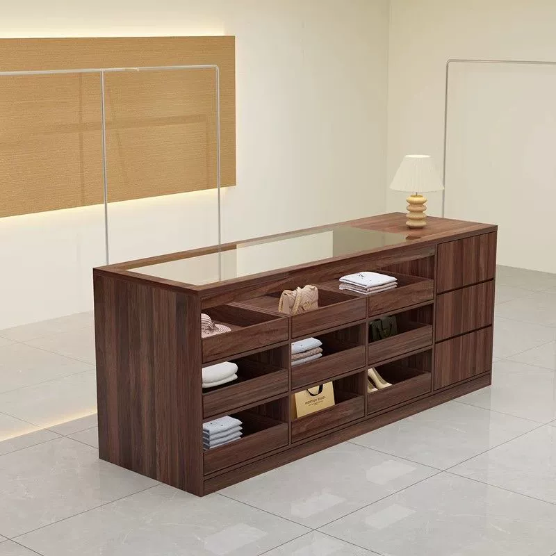 Островной шкаф для магазина одежды, стойка для ювелирного магазина, выставочный стол для женской одежды, ящик для кассира, островной стол со стеклом