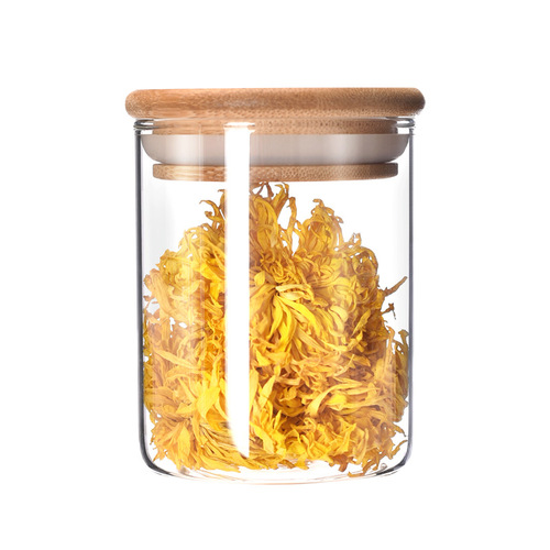 Glass sealed cans Kitchen transparent storage cans Bamboo and wood lid Food grade glass cans Motification-proof sealed storage cans