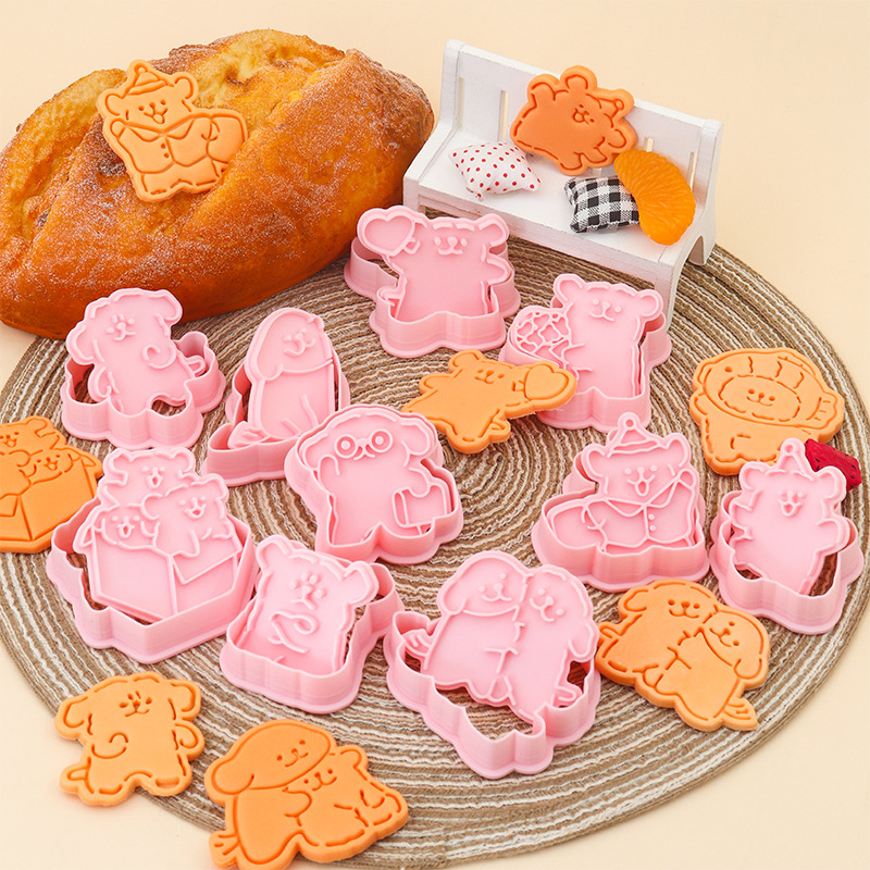 Molde para galletas con forma de cachorro y dibujo de línea, con patrón de dibujos animados en 3D, herramienta realista para hacer galletas de mantequilla DIY. image 2