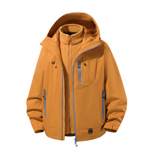 户外连帽登山运动冲锋衣2025秋冬季三合一外套宽松加厚防风休闲潮