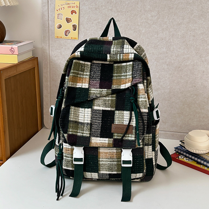 2025 nuevos bolsos a cuadros retro mujeres de gran capacidad estudiantes de secundaria con bolsos de ocio y Turismo