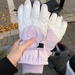 Windproof fashionable outdoor sports touch screen autumn and winter velvet cycling waterproof ski five-finger gloves for men and women