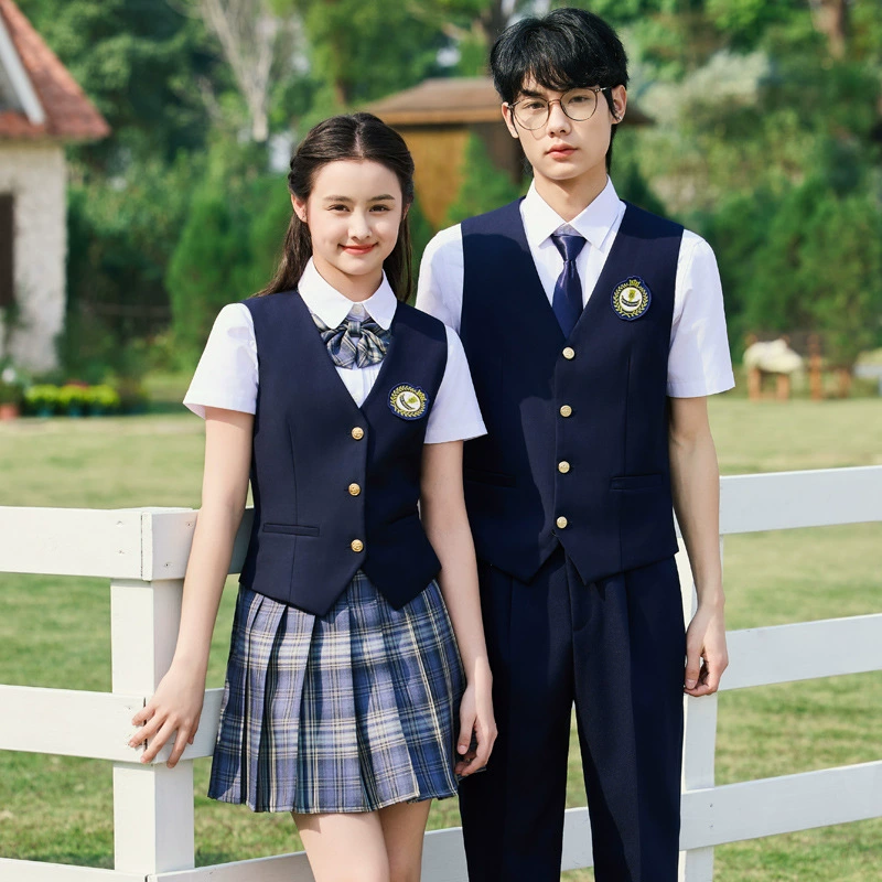 Весенне-осенний жилет цвета хаки унисекс, короткая юбка, брючный костюм, стиль колледжа, начальная школа, школьная форма для школьников младших классов