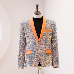Cross-border Men's Casual Sequin Banquet Suit Jacket Color Men's Stage Performance Clothing Personalized Men's Dancing Clothing